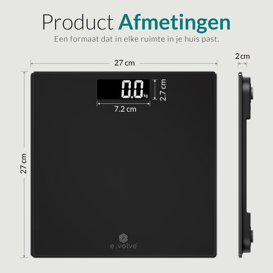 e.volve Personal Scale Digital - Black - Balance de précision - Balance numérique - Piles incluses - Balance de précision - Balances