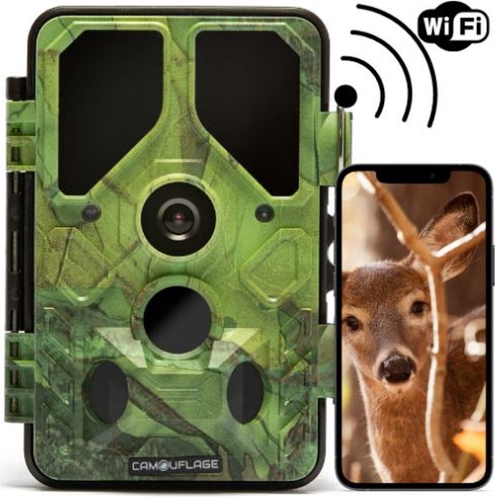 Caméra pour animaux sauvages Camouflage EZ45 - Caméra pour animaux sauvages avec vision nocturne - Avec WIFI - Observation du jardin - 24MP