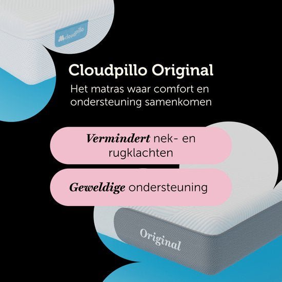 Cloudpillo Original Mattress - 90x210 - Couche de soutien adaptative - 4 couches - Confort ultime - Lavable à l'extérieur