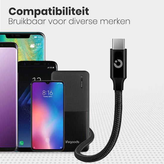 Auronic Câble USB-C - 2M - 2,4A - USB C vers USB-A - Nylon tressé - Noir