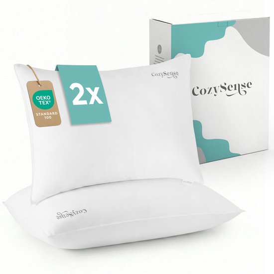 Oreiller CozySense® - Lot de 2 - 50x70 CM - Oreiller de sommeil respirant avec housse en microfibre douce - Oreiller d'hôtel - Oreiller - Pour les dormeurs sur le côté, le ventre et le dos