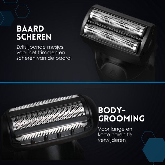 Tondeuse à barbe 5 en 1 pour hommes - 5 accessoires interchangeables - Tondeuse pour le corps et la barbe - Tondeuse pour le corps - Tondeuse pour le nez et les oreilles