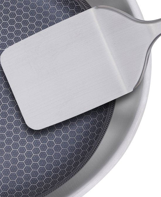 Poêle à frire - Resto - Ø24 cm - Acier inoxydable - Revêtement antiadhésif en nid d'abeille - Base Induction - Convient à toutes les sources de chaleur
