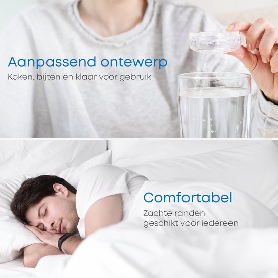 Attelle anti-ronflement - PRO+ - Boîte et livre inclus - Réglable - Pour une bonne nuit de sommeil - Mors de dents - Mors de dents - Transparent sans BPA - Alyze