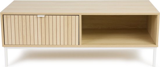 Lifa Living Meuble TV Sorrento - MDF/métal - Marron clair - 110x40x50cm - Charge maximale 25kg