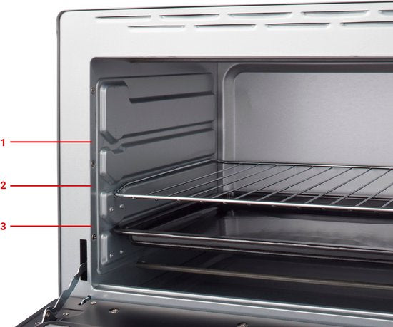 Tomado TEO4500S - Four posable - 45 Litres - 2000 Watt - Air chaud - 3 niveaux d'encastrement - Argent