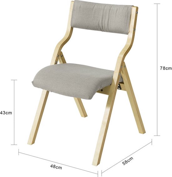 Chaise pliante - Chaise de cuisine - Chaise de bureau pour enfants - Structure en bois de bouleau - Confort rembourré - Housse amovible et lavable - 48 cm x 14 cm x 91 cm
