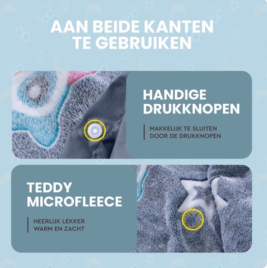 Sleeptime - Hibou de nuit - Housse de couette 140X200/220 + 1 x taie d'oreiller 60x70 - Bleu