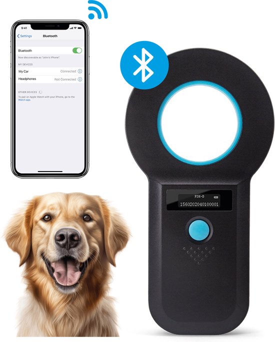 Lecteur de puces pour animaux Dutchwide Chipreader Pro - 128 enregistrements - USB/ Bluetooth