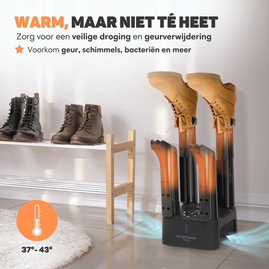 Vulpes Goods® Tech - Sèche-chaussures et rafraîchisseur de chaussures avec minuterie - 4-en-1 - Sèche-gants - Dispositif de séchage - Fonction de séchage - 10x diffuseurs de parfum inclus - PRO MAX