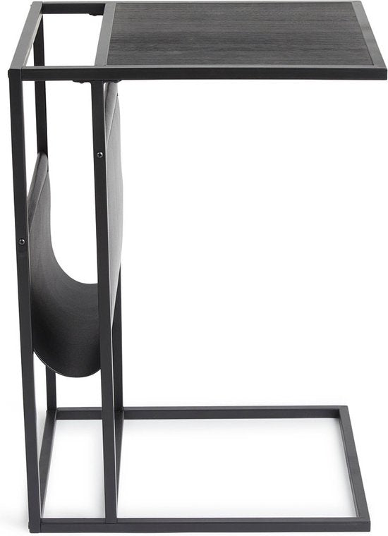 Lifa Living Porte-revues Manhattan Noir- Bois, Cuir Pu - Noir- 35x45x63 (LxLxH)