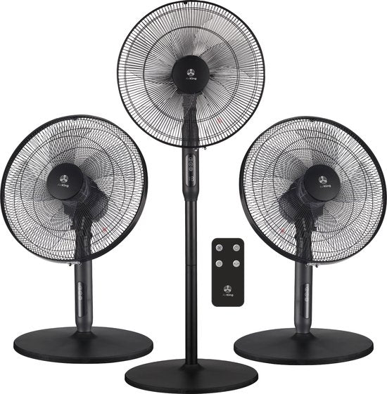 AirKing Ventilateur sur trépied 3-en-1 avec télécommande - Ventilateur vertical économe en énergie avec 3 réglages de vitesse - Ventilateur de refroidissement avec minuterie et mode nuit pour un refroidissement optimal - Noir