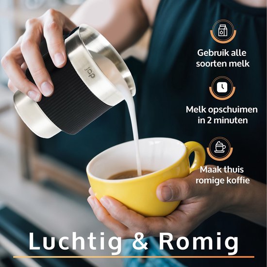 JAP Appliances Milky Whirl - Mousseur à lait électrique 4 en 1 (500W) - Mousseur à lait de 500 ml - Lavable au lave-vaisselle - Noir