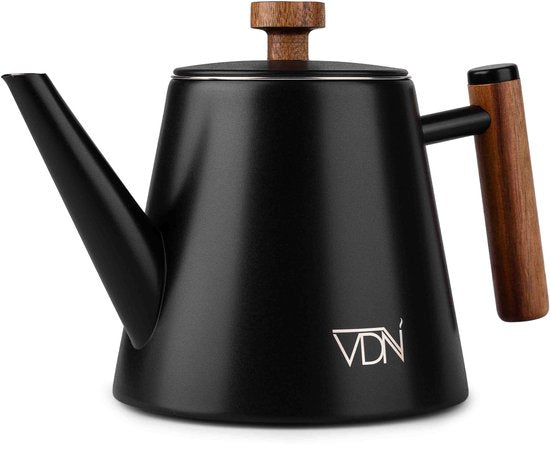 VDN Théière en acier inoxydable à double paroi avec filtre - Théière noire 1 litre - 904