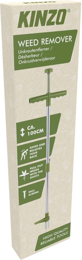 Kinzo Weed Picker - Outils de jardinage à long manche - Désherbeur à trois dents - Design ergonomique - 100 cm