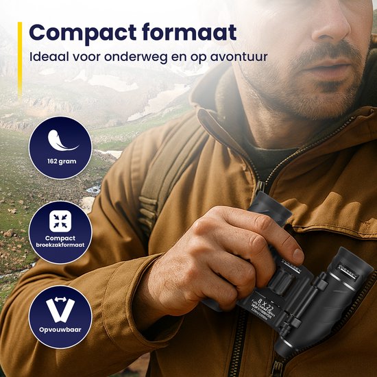 ODESSEY Jumelles compactes - avec étui, kit d'entretien et support de téléphone - 8x22 - FMC - BAK-7 - pour adultes et enfants