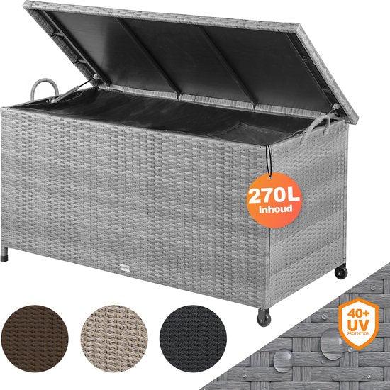 Casaria Boîte de rangement - Résistant aux intempéries 122x56x61cm 420L - Gris
