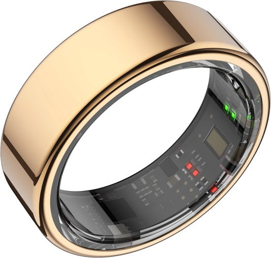 Focus® S1 Smart Ring - Or - Taille 8 - Fréquence cardiaque - Cycle menstruel - Moniteur de sommeil - Anneau intelligent - Performance sportive - Podomètre - IP68 Waterproof - Mesure de l'O2 - Femmes - Hommes - Wearables - Étui de chargement - anneau de pr