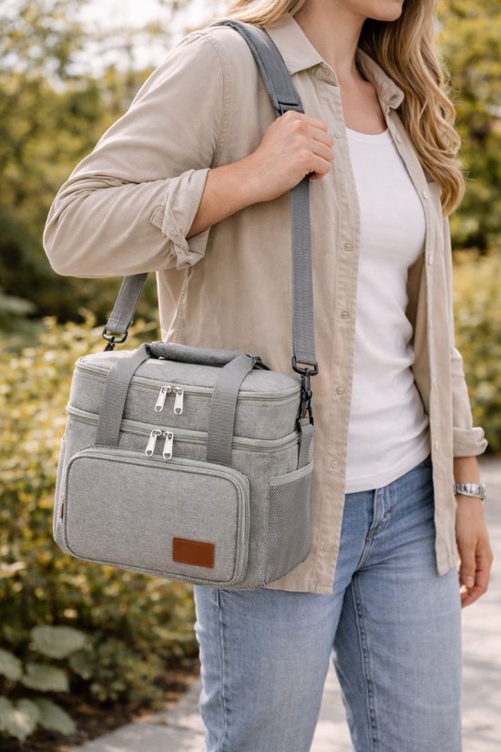 Ceruzo Cooler Bag 14L - Sac à lunch isotherme - Double compartiment - Gris-23 x 20 x 30 cm