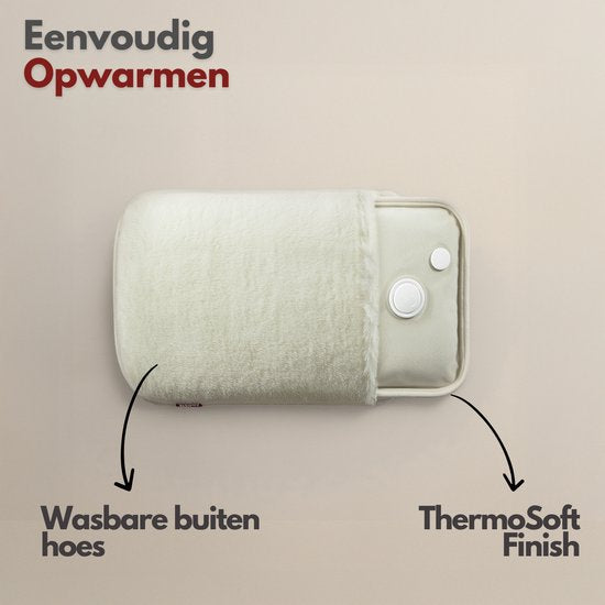 Carafe électrique Coozie - 1L - avec manchon en peluche ThermoSoft - Carafe d'eau chaude chauffante et douce - Carafe chaude - Beige