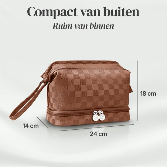 Skycases Travel Essentials - Trousse de toilette et de maquillage - Imperméable et compacte - Convient pour le voyage et l'usage quotidien - Unisexe - Marron
