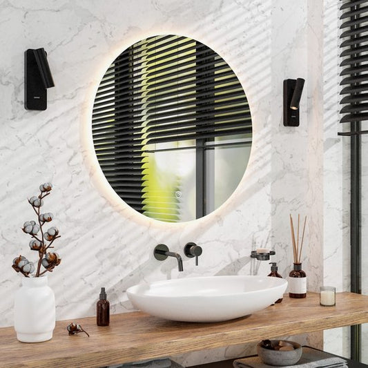 Mirlux Miroir de salle de bain avec éclairage LED et chauffage - Miroir mural rond - Miroir de douche anti-condensation - 60CM