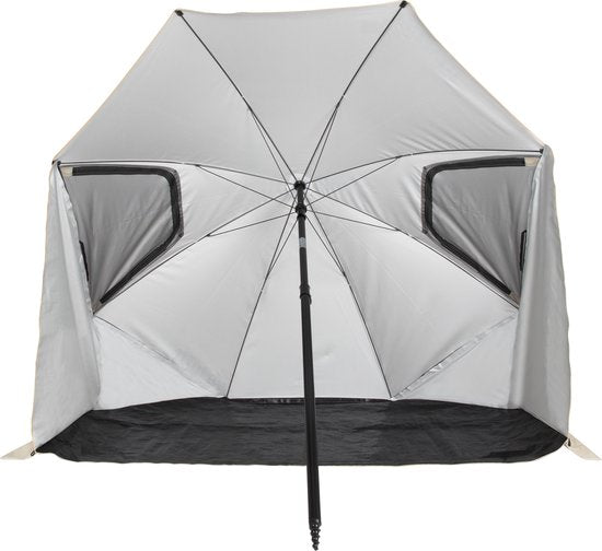 VirtuFit Beach Parasol Premium - Windbreak - Beige - 225 x 140 cm - Windbreak with Zipper Flaps - Sturdy Construction - Beach Parasol with Carrying Bag - Beach umbrellas - Beach Parasol - Beach tent