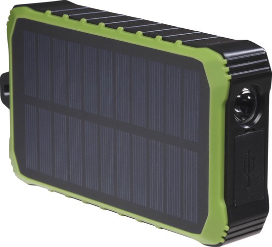 Denver Solar Powerbank 10 000 mAh - Alimentation solaire - Pack d'urgence - Lampe de poche incluse - PSO10012