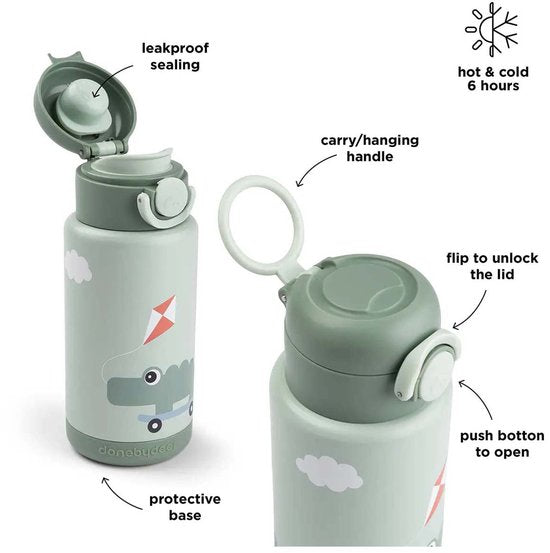Done by Deer Thermo Bottle - Playground - Green - 340 ml
