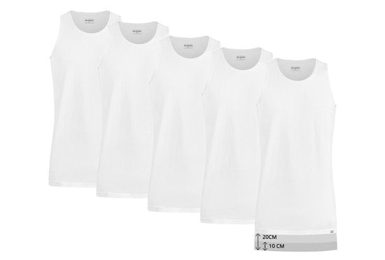 Milanoro - Lot de 5 maillots de corps extra longs pour hommes - Bleu foncé - XXL