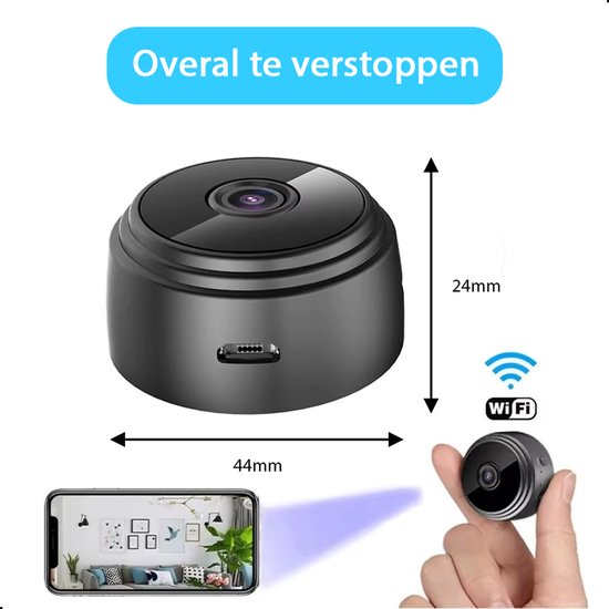 Tech Essentials Mini caméra cachée - 1080P - Avec APP WiFi - Caméra de sécurité micro secrète - Intérieur - Espionner - Ecouter - Noir - 2-Pack