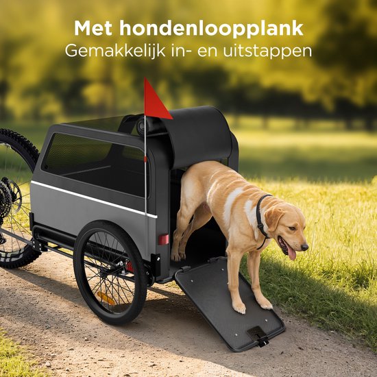 TrevoPet® Dog Bike Trailer XL - remorque pliante pour vélo - remorque pour chien avec rampe, système de suspension et résistance aux intempéries - convient aux vélos électriques - 45 kg - gris