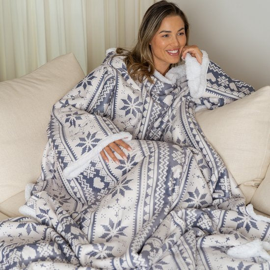 Couverture polaire avec manches - Couverture à capuche - Couverture avec manches - Couverture à capuche - Snuggle - Hoodie - Huggle Hoodie - Couvertures polaires - Plaid avec manches - Couverture TV - Mesdames et Messieurs - Adultes - 180x130 cm - Imprimé