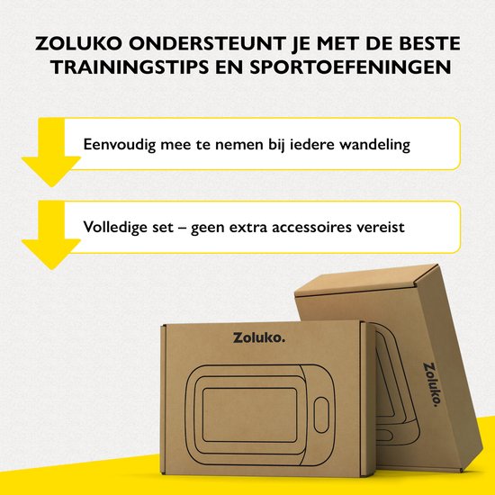 Zoluko Pédomètre - Batterie, clip de transport, cordon de transport et livre électronique inclus - Technologie 3D - Grand écran - Podomètre de poche pour pantalon - Podomètre - Traceur d'activité - Traceurs d'activité - Clip de podomètre - Podomètre - Noi