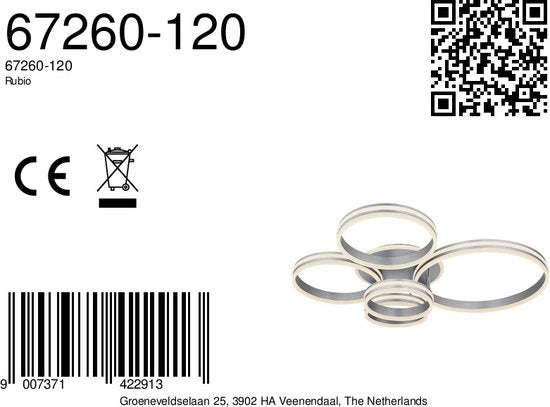 Plafonnier Globo Rubio - gris - métal - 67260-120