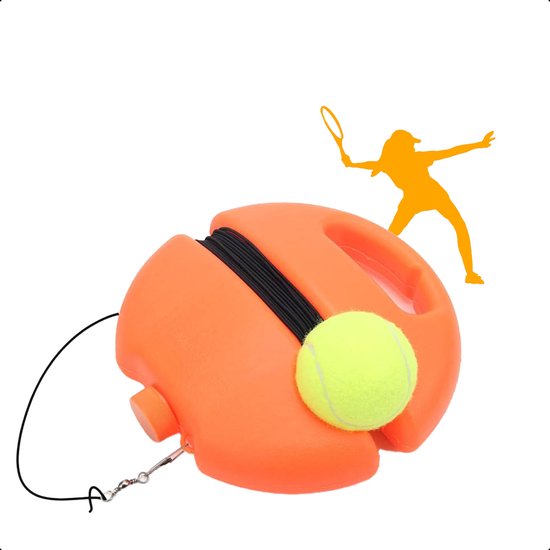 Perche de tennis - Entraîneur de tennis - Set avec élastique et balle de tennis - Orange - Pour le jardin - Enfants - Classique - Pro - Vacances - Adultes
