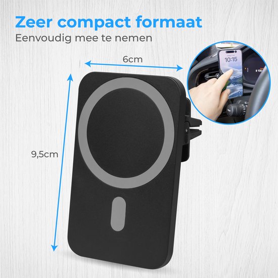 Nuvance Phone Holders Car - Convient pour MagSafe iPhone 12/13/14/15/16 - Support de téléphone - Chargeur sans fil - Support de téléphone mobile pour voiture