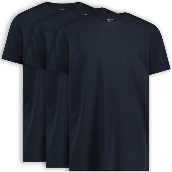 LebasQ - T-shirt Miles' pour hommes - 3 packs - avec col rond - Extra long - Convient comme maillot de corps - Bleu - XL - Coton