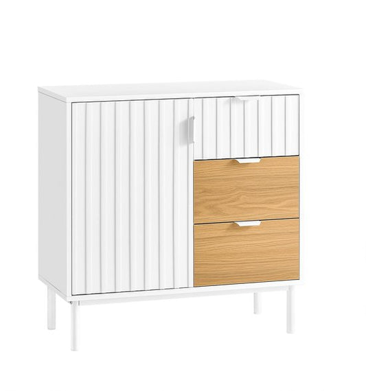 SoBuy FSB91-WN Buffet - Bois composite blanc avec roulettes et étagères