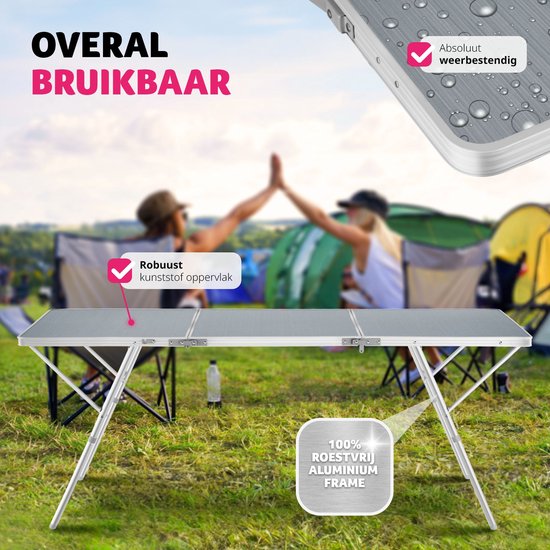 tectake® - Table de camping Table de camping Jumbo pliante - Structure en aluminium - 180 x 70 x 70,5 cm