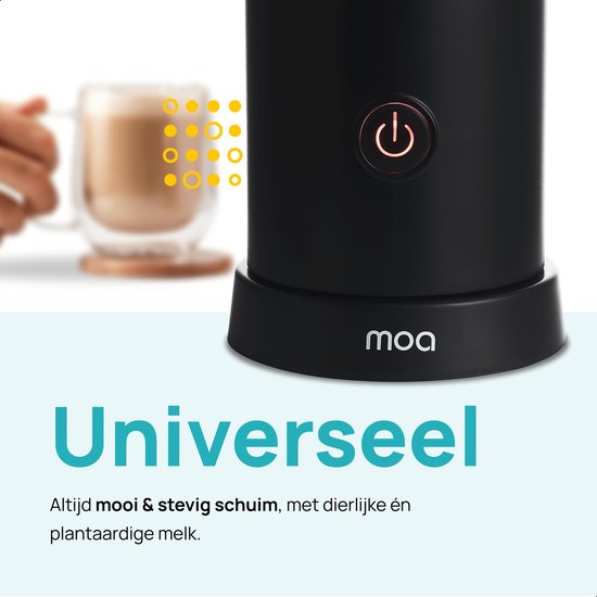 MOA Mousseur à lait électrique - 2 en 1 - Mousseur à lait pratique - 240 ML - Pour Cappuccino - Fouet à lait - Noir