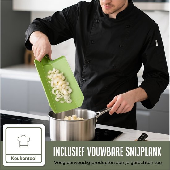 COOCK - Set de couteaux avec bloc et planche à découper pliante - Couteaux de cuisine avec ciseaux et acier d'affûtage (aiguiseur de couteaux) - Set d'ustensiles de cuisine 17 pièces dans un bloc à couteaux - Avec revêtement résistant aux rayures - Entièr