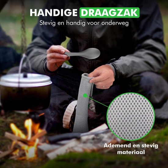Travelhawk Spork - Couverts de camping en titane - Fourchette et cuillère en un - Couverts pour les déplacements et les voyages - Léger - 2 pièces - Sac de transport inclus