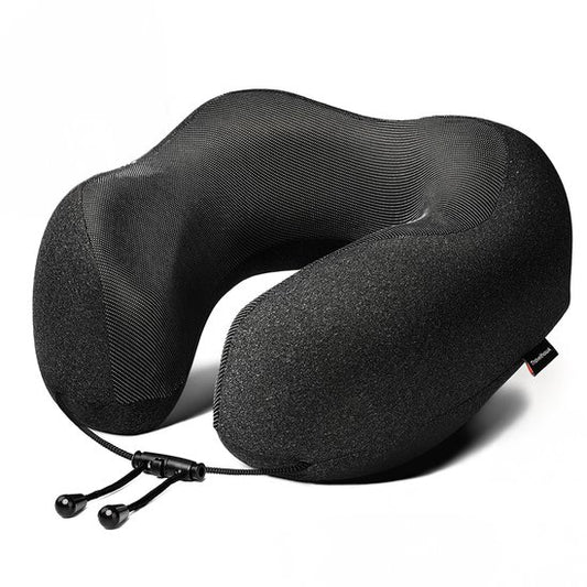 Oreiller de cou Travelhawk - Oreiller de voyage de luxe - mousse à mémoire de forme - Oreiller de cou Avion, Voiture, Bus, Train et Camping - Oreiller de cou - Noir
