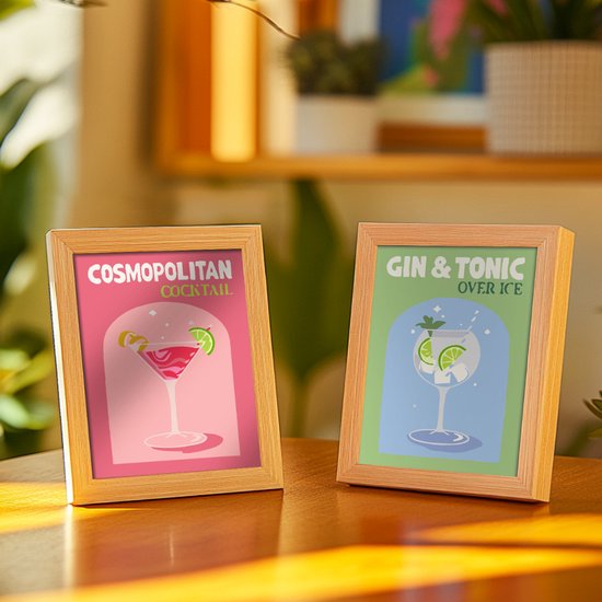 Rubye® Painting By Number Adults - Gin Tonic - Cocktails - Peinture et pinceaux inclus - Toile à peindre - Colour by Number - Double Set - 15x20cm