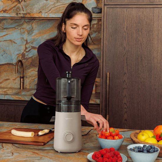Safecourt Kitchen Slow Juicer XXL - moteur puissant [Technologie de pré-coupe et de pression à froid] - nettoyage facile - sans BPA - juicer Beige