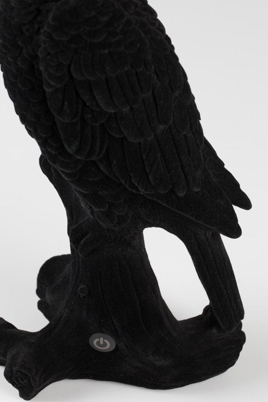 Bold Monkey Parrot Lamp - LED - Velours & PVC - 17 x 19 x 33cm - Noir