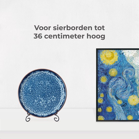 Support d'assiettes Luft - 2 packs - Assiettes et livres - Présentoir - Standard - Support - Support - Rack - Cintre - Assiettes décoratives - Livre de cuisine - Noir - Métal