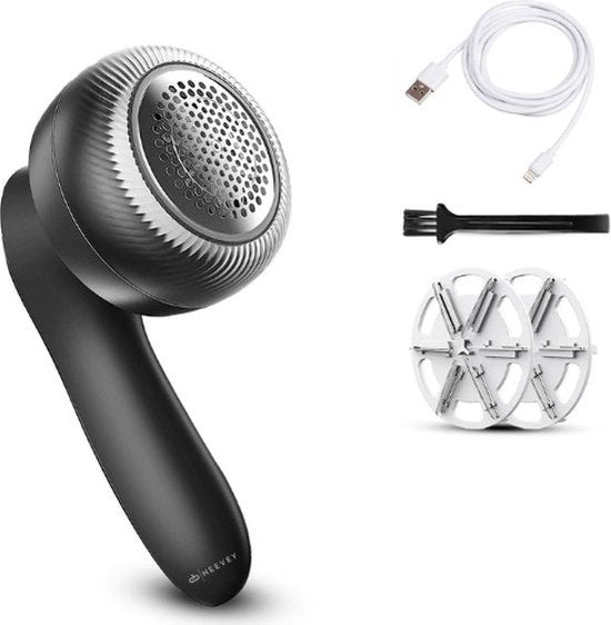 Heevey Electric Lint Remover - Detangler - Tondeuse à peluches - Sans fil et rechargeable - Detangler - 2 lames supplémentaires
