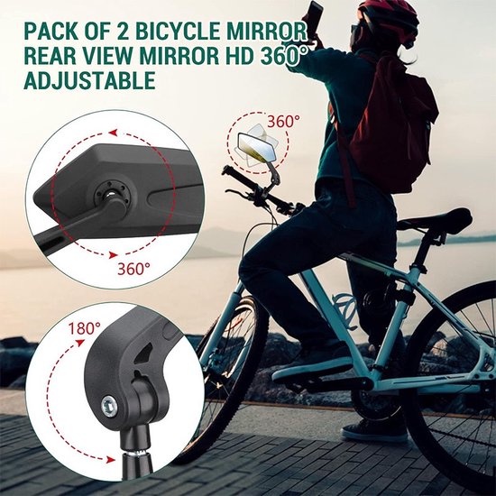 Garpex® Set of 2 - Bicycle Mirror Right and Left - Rear View Mirror Bicycle - Bicycle Mirror ebike - Adjustable Design